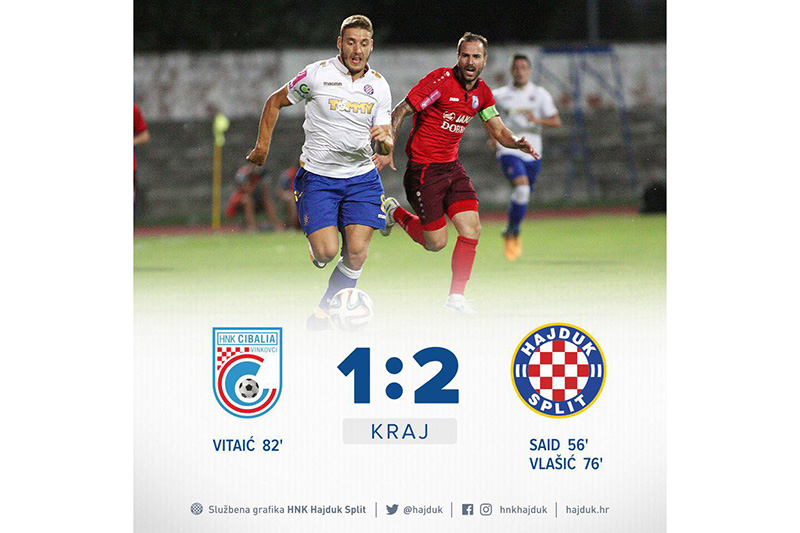 1.HNL, 3.kolo: Cibalia – Hajduk 1:2
