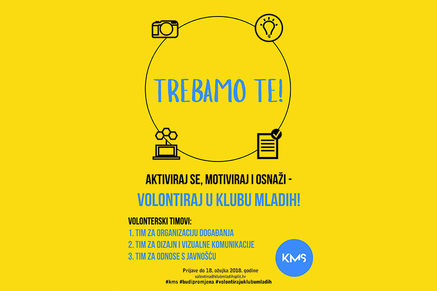 Aktiviraj se, motiviraj i osnaži – volontiraj u Klubu mladih Split!