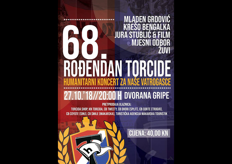 Torcida slavi 68. rođendan humanitarnim koncertom za vatrogasce