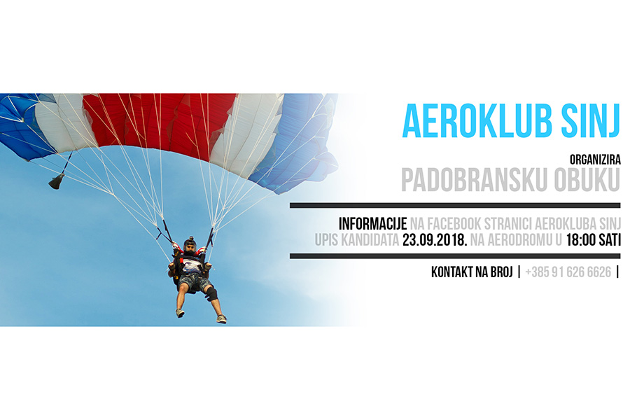 Aeroklub Sinj vrši upis kandidata za padobransku obuku