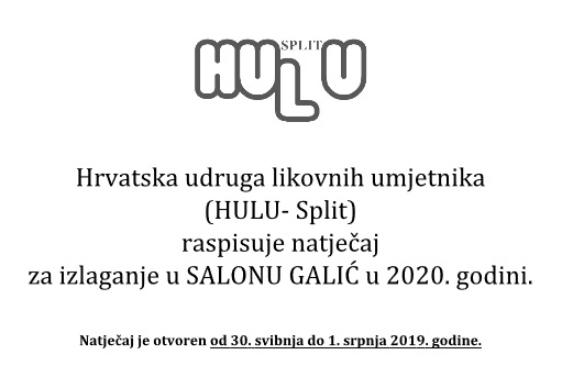 Natječaj za izlaganje u Salonu Galić u 2020. godini