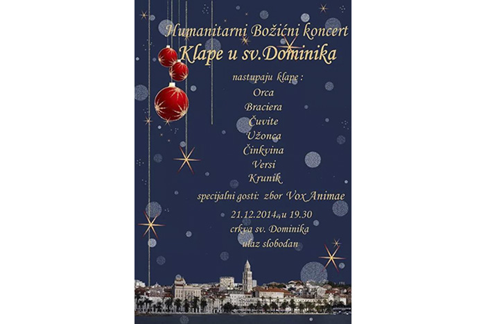 Humanitarni Božićni koncert: Klape u sv. Dominika