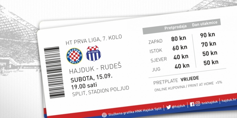 Započela prodaja ulaznica za utakmicu 7. kola HT Prve lige Hajduk – Rudeš