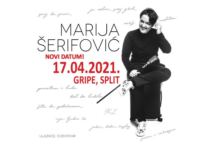 Novi termin koncerta Marije Šerifović na Gripama zakazan je za 17.4.2021.!