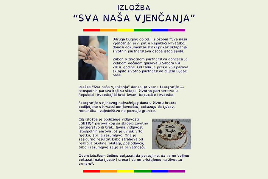 Izložba  “Sva naša vjenčanja” u galeriji MKC Split