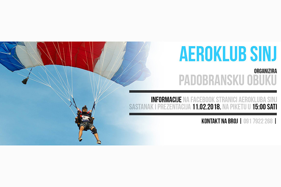 Aeroklub Sinj vrši upis kandidata za padobransku obuku