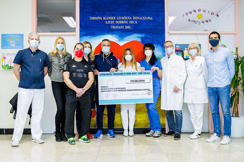 Humanitarnom akcijom Zlatna vrpca – 7 maratona u 7 dana prikupljeno je 212 664 kuna za Odjel dječje onkologije KBC Split