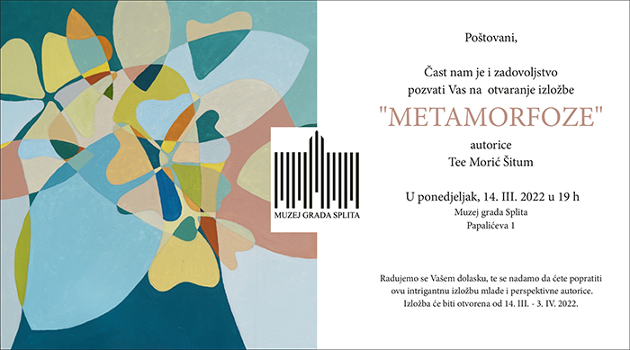 Samostalna izložba “Metamorfoze” splitske akademske umjetnice Tee Morić Šitum u Muzeju grada Splita