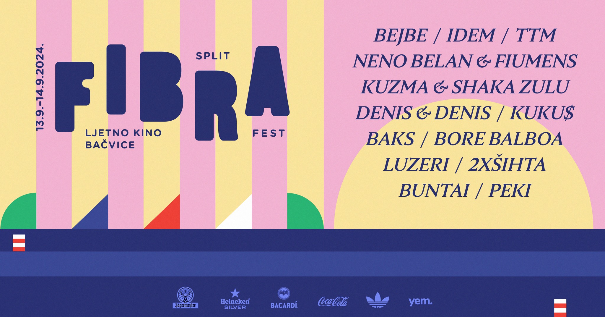 Fibra Fest: U Ljetno kino Bačvice stižu Neno Belan & Fiumens, Kuzma & Shaka Zulu, Denis & Denis, Peki, TTM…