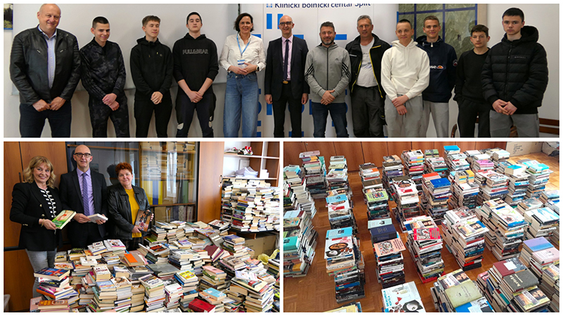Uspješno završena akcija prikupljanja knjiga za KBC Split: Novinari pokrenuli akciju, građani donirali knjige, učenici Obrtno tehničke sastavljali police