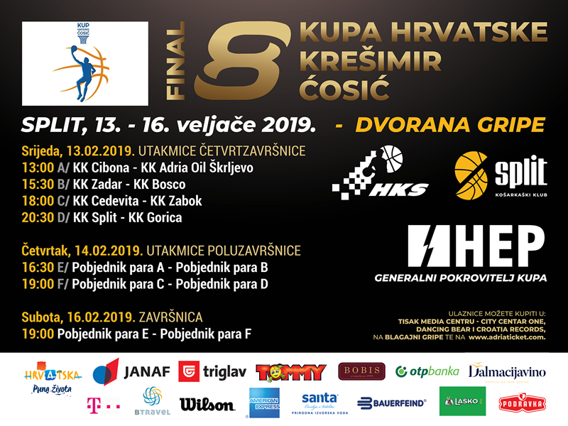 Raspored završnog turnira Kupa “Krešimir Ćosić”